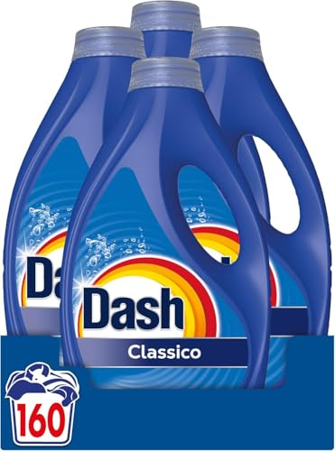 Dash Power Detersivo Liquido Lavatrice, 160 Lavaggi (4x40), Classico, Rimuove Le Macchie, Igienizza, Brillantezza Per I Capi