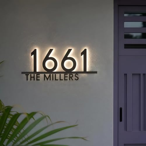 Insegna Personalizzata Con Numero Civico Retroilluminata A LED Per Pareti Esterne, Targhette Moderne Personalizzate Con Indirizzo, Targhette Illuminate In Acrilico 3D Per Porte E Giardini, 12 Pollici