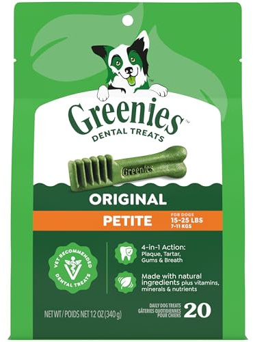 Greenies Dental Chews Petite Treats for Dogs - TREAT-PAK Package 12 oz. 20 Treats