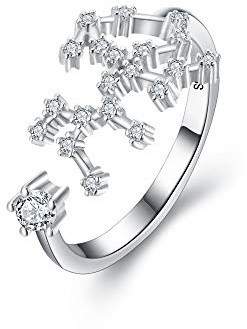 Clearine Bague 12 Constellations Astrologie Signes du Zodiaque Femme Argent 925 Parure Cadeau Bijou Horoscope Sagittaire