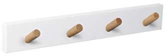 PERCHA pared madera diseño moderno NÓRDICO escandinavo BLANCO-HAYA con 4 GANCHOS inclinados madera
