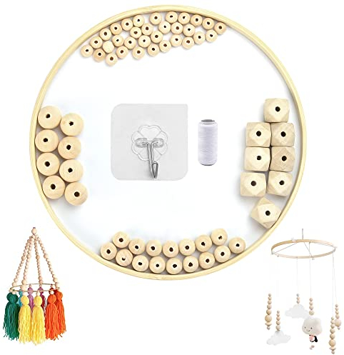 BUZIFU Kit Campanelli Culla Fatti A Mano DIY Campana a Vento In Legno Campana Giocattolo in Legno Naturale Artigianale per Bambini, Decorazione Lettino Mobile, Fai-da-Te