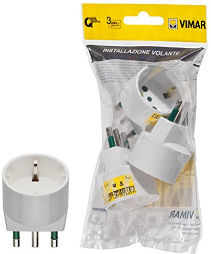 Vimar FP00303.B Adattatore semplice SICURY 250 V~ 3 pezzi, spina grande 2P+T 16 A standard IT tipo S17, presa 2P+T 16 A standard IT tipo P30