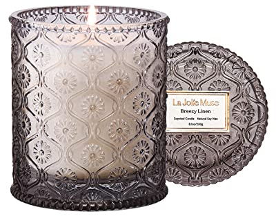 LA JOLIE MUSE Duftkerze, Duftkerzen für Zuhause, Duftkerze mit Leinenaroma, 6 oz, 40 Stunden Brenndauer, Kerzengeschenke für Frauen & Männer