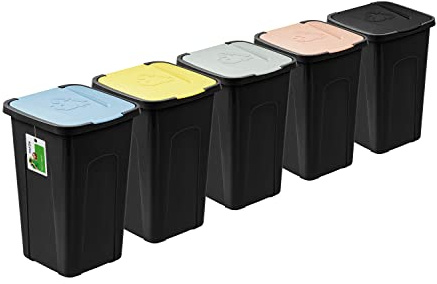 PAFEN stor soptunna 50l med lock - set med 5 sopkärl 550 x 365 x 370mm - soptunna för separering av sopkärl sopsamlare sopsamlare