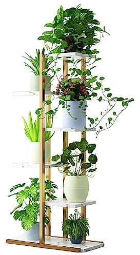 Frolada 6 Tier 7 Potted Plant Stand for Indoor Outdoor, 106cm Tall Metal Flower Pots Shelf for Multiple Plants, Planter Shelf Display Rack Storage Organizer for Balcony Garden Indoor Outdoor