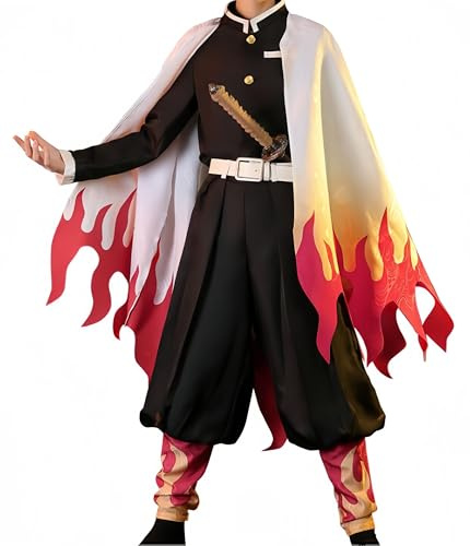 FCCAM Rengoku Kyoujurou Cosplay Costume Anime Kimono Kyoujurou Halloween Ensemble complet, M