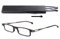OKH Gafas de Lectura Ligeras y Ultrafinas con Bloqueo de Luz Azul, Lectores Compactos Antifatiga Ocular para Mujeres y Hombres con Estuche Plano Estirable PortáTil(Negro, +2.5)