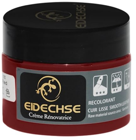 Leder Reparatur Set, 50ML Lederreparatur Creme Lederreparaturset Lederbalsam Lederpflege Füller für Auto Lederlenkrad Sofa Jacke Geldbörse Gürtel Schuhe Kunstleder Kratzer Risse (Rot)