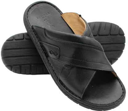 Zerimar Sandalia de Vestir de Hombre de Piel | Sandalia de Verano para Hombre | Sandalias Planas Cómodas | Sandalias de Hombre de Cuero | Suela Antideslizante | Sin Cierre