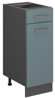 Vicco Küchenunterschrank R-Line, Blau-Grau/Anthrazit, 30 cm, AP Anthrazit