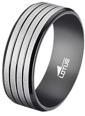 LOTUS STYLE Anillos Hombre - Anillo Acero Inoxidable Hombre 316L - Diseño Ergonómico y Ajuste Perfecto Talla 20 LS2398-3/120 23.20 mm - Resistente al Agua