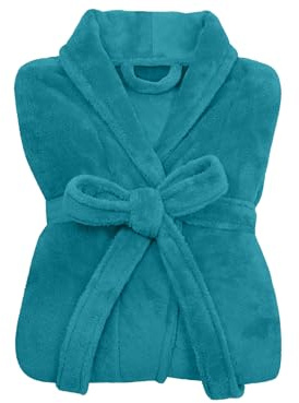 npluseins Peignoir de bain en polaire moelleuse avec col châle – Femme & Homme, XL, Pétrole