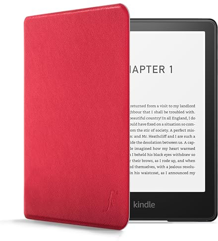 Forefront Cases Custodia per Amazon Kindle Paperwhite 7 (16 GB) (2024) e Signature Edition (32 Gb) e Kindle Colorsoft - Rosso - Sottile Leggero e Protettiva, Auto Svegliati Sonno Funzione Cover