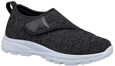 Zapatos de ancho ancho para hombre, con cierre ajustable, ligeros, transpirables, ortopédicos, ligeros, cómodos, transpirables, Black, 42.5 EU