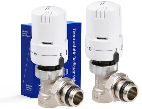 VANCOCO 2er Set 1/2 Eck Weiß Thermostatventil Set Dichtring