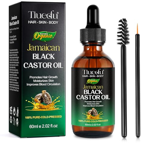 Jamaican Black Castor Oil for Hair Growth,Thicker Eyelashes & Eyebrows,Organic Castor Oil for Face,Body & Skin,100% Pure Cold Pressed Black Castor Oil,Hair Nourishing Oil
