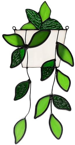 LYEAA Pothos Wall Art Acrylique Green Plant Places Suncatchers décoratifs pour le décor de jardin à domicile