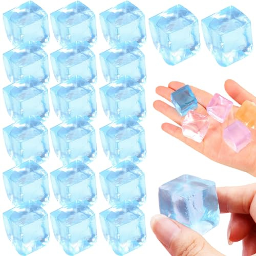 Boule Anti-Stress Ice Cube 20 pièces 0, 9 Pouces, Bloc Transparent en Silicone Flexible, Jouets à Presser, Jouet de soulagement Portable pour fête de Bureau, Couleur aléatoire - Jouets à Presser BOU