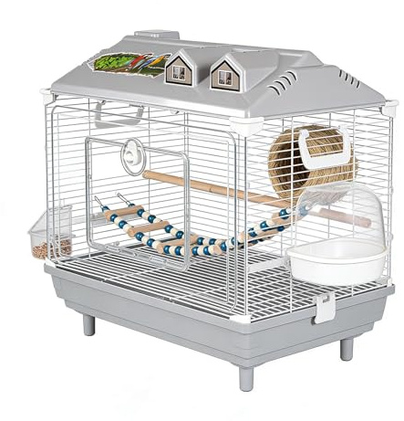 TQEBWUS Jaula para pájaros de cacatúa - Pájaros transparente portátil para periquitos | Jaula de pájaros con barra de madera para periquitos - Para el hogar Cacatúas guacamayos Conures pinzones