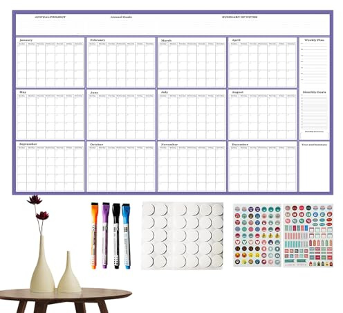 Zestivra Calendario de pared 2026, borrado en con marcadores, calendario de pared grande 2026 de 12 meses, para el hogar, oficina, escuela, aula, agenda familiar, citas, agenda de Año Nuevo