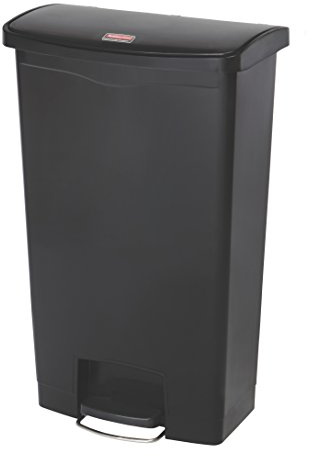Rubbermaid Commercial Products Slim Jim Step-on Resin Front Step Waste Receptacle Bin 68 Litre Black 1883613