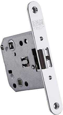 IFAM Picaporte para Puertas W147 RHN, Frente Redondo, Acabados en Níquel, Entrada 47 mm, Cerradura Puerta Interior y Exterior, Seguridad, Antiganzúa, Cerrojo, Sistema Antirrobo, Pomo, Manivela, Cierre