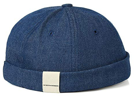 Unisex Docker kantlösa mössor dödskallemössa mössa arbetare sjöman keps retro rullad manschett skalle kepsar med justerbar, 100*Blå, one size