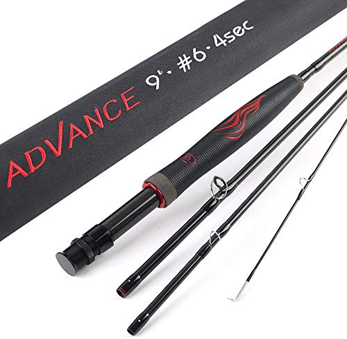 MAXIMUMCATCH Advance Fliegenrute, Superleicht, Spitzenaktion, IM12 30T+40T Kohefaser Rutenblank, 9FT 5/6/8WT (9FT 6WT 4 Teile)