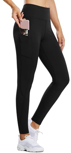 baleaf Women's Fleece Lined Leggings Thermal Water Resistant Legging High Waisted Winter Running Hiking Sports Trousers with Pockets Black XL