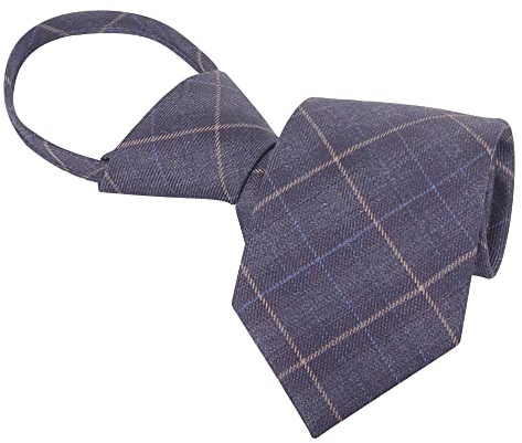 WANYING Corbata Estrecha para Hombre de 7 cm Preatada con Cremallera Slim Zipper Tie Informal Casual Business - A06 Cuadros Tartán Azul Oscuro
