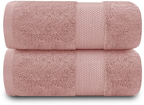 GC GAVENO CAVAILIA Toallas de baño de 700 g/m², Paquete de 2 Toallas de baño Grandes, Juego de algodón Egipcio, Toallas de Secado rápido, Toallas de Tacto Suave, Rosa Rubor, 90 x 140 cm