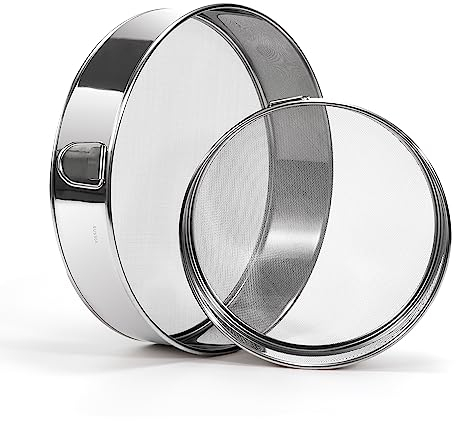 Heveer Setacci per Farina in Acciaio Inox Setaccio per Setaccio a Maglia Fine 40/60 Maglie per Farina Zucchero a Velo 2 Pezzi 15/20cm