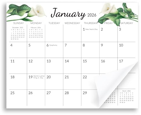 Zuozee Magnetic Calendar for Refrigerator, 10x 8 Fridge Calendar from Jan. 2026 to Dec. 2027, Wall Calendars 2026-2027 Prefect for Planning and Organizing Your Life - Flower