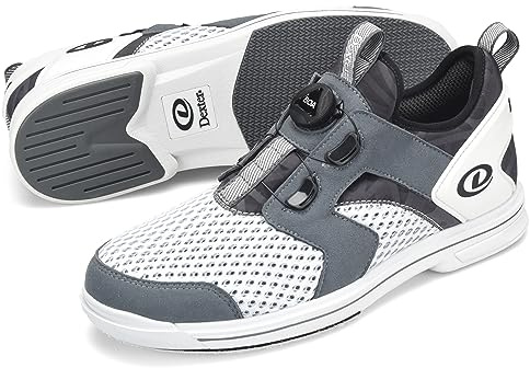 EMAX Bowling Service GmbH MAXIMIZE YOUR GAME EMAX | Zapatos de bolos Mujer Hombre | Zapatos de Bolos con Suela Intercambiable | Dexter - DexLite Pro BoA |, blanco gris, 42 EU