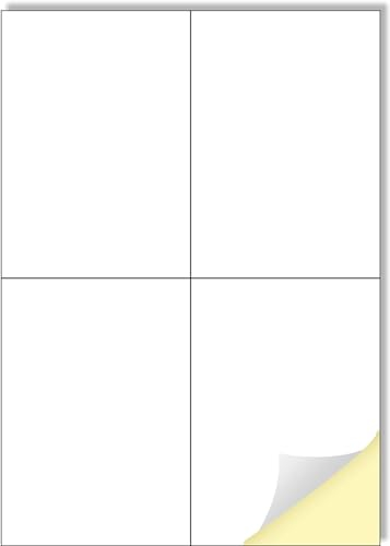 Firavggu 15 Blatt Etiketten Selbstklebend Bedruckbar auf DIN A4 Bögen 60 Stück 105 x 148,5mm Aufkleber Papier zum Bedrucken Mattweiß Druck Papier Klebeetiketten für Inkjet Laser Drucker