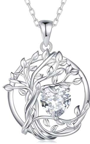 FANCIME Árbol de la Vida Collar Colgante de Piedras Preciosas para Mujer, Plata de Ley Regalo de Joyería Fina para Ella Mujeres