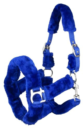 Brama West Cabestro de caballo ártico con suave piel sintética – Cabestro de peluche – Azul real, tamaño Minishetty