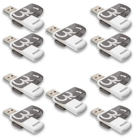 Philips Vivid Edition High Speed 2.0 USB-minne 10x 32 GB med vridbart lock för PC, bärbar dator, datalagring, läshastighet upp till 23 MB/s