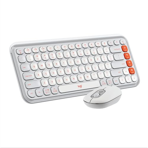 Logitech POP ICON COMBO, kit mouse e tastiera Bluetooth, digitazione comoda, tasti e pulsanti programmabili, clic discreti, Easy-Switch fino a 3 dispositivi, Layout Italiano QWERTY - Bianco