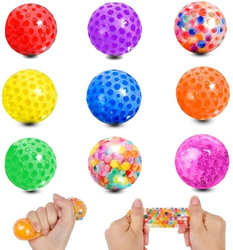 9 PCS Stress Balls, Mini Stress Balls Squishy Anti Stress Ball Sensory Squeeze Ball Toys, DNA Ball Stress Ball for Kids Adults Relieve Work Anxiety, Exercise Hand Flexibility Party Favors Gifts