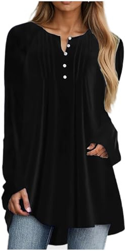 Ybing Jersey largo de terciopelo dorado para mujer, monocolor, manga raglán, camiseta larga, cuello redondo, blusa larga, holgada, cómoda, túnica, camiseta de manga larga, clásica, tallas grandes