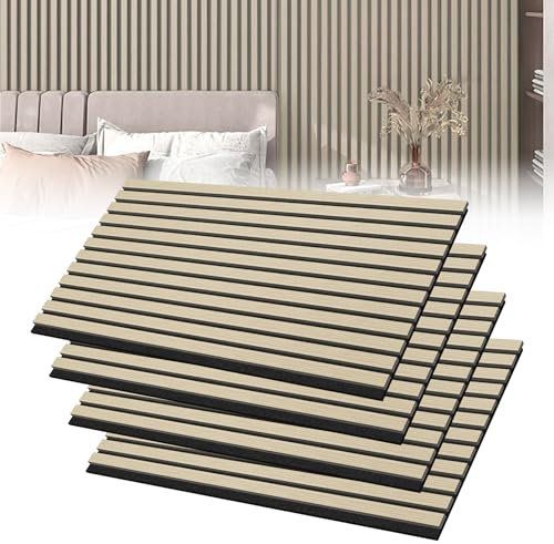 Froadp Juego de 4 paneles acústicos de pared de chapa de madera, 120 x 60 cm, revestimiento de láminas recortables, paneles acústicos de madera para salón, estudio, oficina, color madera