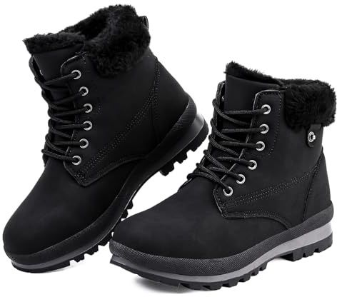 Hanani Snow Boots Womens Winter Boots Warm Fur Lined Walking Boots Ankle Boots Ladies Hiking Boots Mid Calf Boots Lace up Outdoor Non-Slip Work Booties Girls Light weight