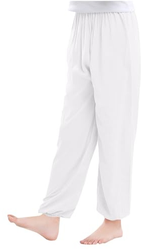 Niños Niñas Pantalones de Algodón Casuales Verano Pantalon de Protección Solar Anti-Mosquitos Harem Pantalón Bloomers Pantalones Deportivos Suelta Elásticos Jogging Pants 2-16 Años
