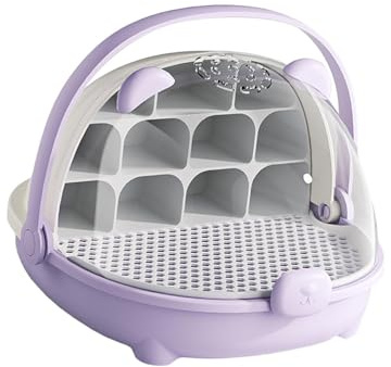 Bothyi Silkworm Breeding Box Insect Feeding Box Breathable Observation Cabin Silkworm Transport Container Small Animal Breeding Case, Violet
