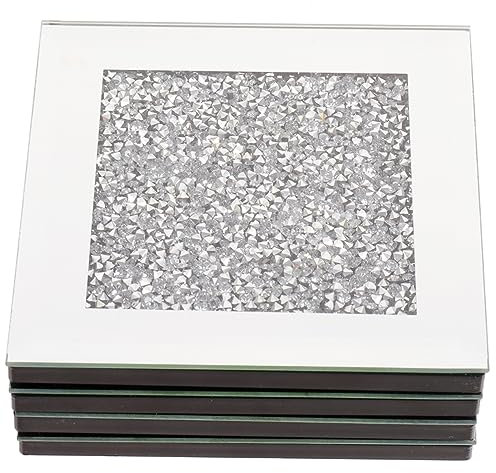 VALICLUD 4 pezzi Sottobicchieri Vetro con Strass per Decorazione Bar Eleganti e Resistenti per Ristoranti e Casa