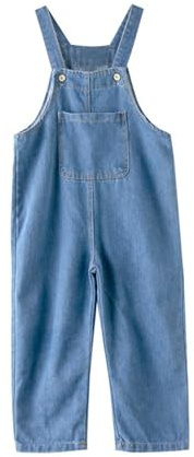 Vuncio Kids Baggy Denim Dungarees Jumpsuit for Boys Girls Summer Sleeveless Adjustable Long Overalls Jeans Teen Girls Boys Loose Comfy Casual Sports Vacation Age 2-18 Years (13-14 Years, Long-blue)