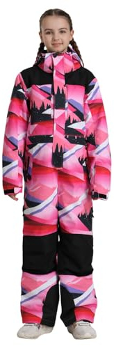 GSOU SNOW Kids Snow Suit Onesie Ski Suit Boys Girls Snowboard Jumpsuits Waterproof Youth Snowsuit Outfit Pink 6-7 Years