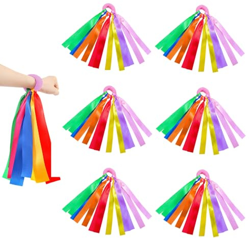 CARPJZ 6 Stück Regenbogen-Tanzbänder,Bunte Tanz Handgelenkband für Tanzaufführungen, Gymnastiktraining, Rhythmische Übungen, Bühnenshows und Fitnessaktivitäten